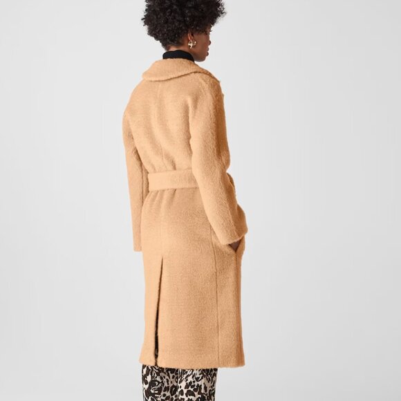 Whistles Wool Textured Belted Coat, Size L - Picture 2 of 7